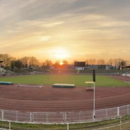 Heinz-Steyer-Stadion Panorama im Sonnenuntergang