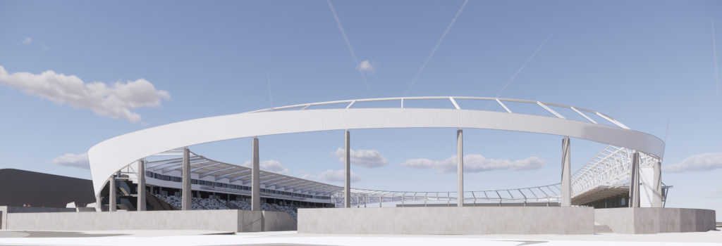 Stadion-Außenansicht Planung Heinz-Steyer-Stadion (Bild: ARGE Phase 10/ O+M ARCHITEKTEN BDA)
