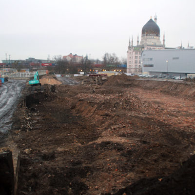 03.02.2022: Stadionbau Heinz-Steyer-Stadion - Aushub Baugrube