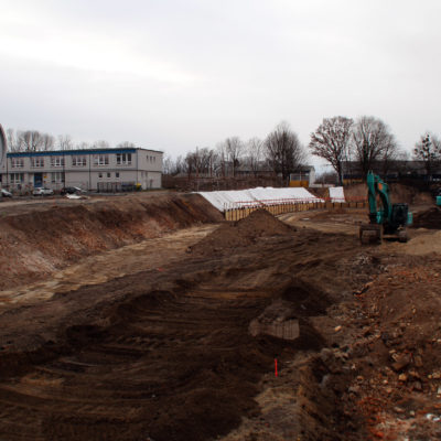 21.02.2022: Vorbereitung Baugrube neue Südtribüne Heinz-Steyer-Stadion