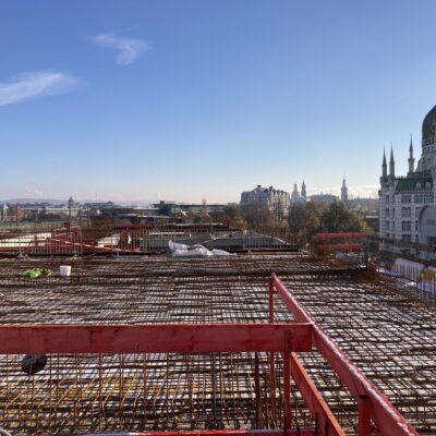 19.11.2022: Blick vom zukünftigen Dach der Südtribüne