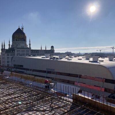 19.11.2022: Blick vom zukünftigen Dach der Südtribüne