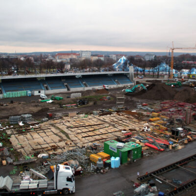 06.12.2022: Überblick über die Baustelle Heinz-Steyer-Stadion