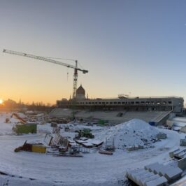 18.12.2022: Panorama der Baustelle Heinz-Steyer-Stadion