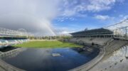Panorama Heinz-Steyer-Stadion mit Regenbogen